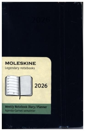 Moleskine 12 Monate Wochen Notizkalender 2026, Pocket/A6, 1 Wo = 1 Seite, rechts linierte Seite, Weicher Einband, Saphir