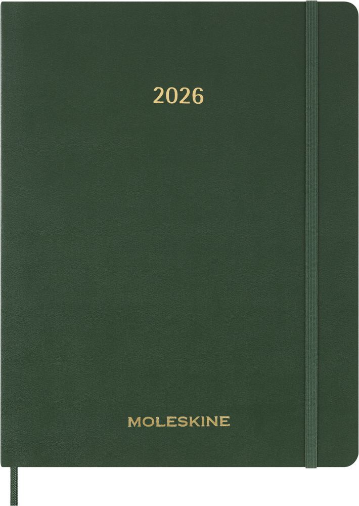 Moleskine 13 Monate Essential Wochenkalender, 1 Wo = 2 Seiten, vertikal, XXL, fester Einband, Myrtengrün main product photo