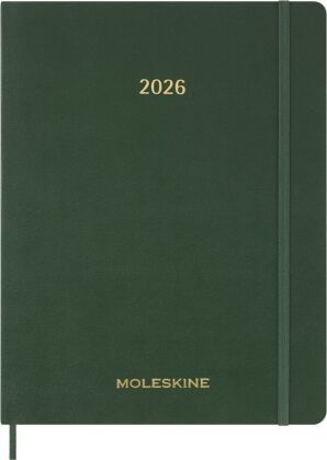 Moleskine 13 Monate Essential Wochenkalender, 1 Wo = 2 Seiten, vertikal, XXL, fester Einband, Myrtengrün