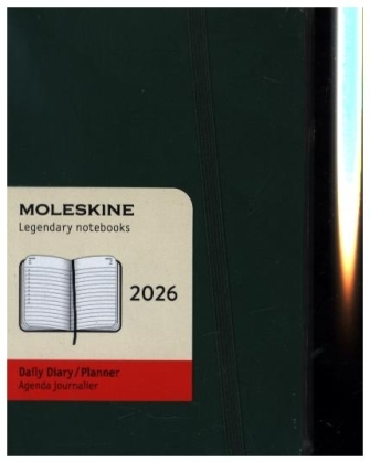 Moleskine 12 Monate Tageskalender 2026, Pocket/A6, 1 Tag = 1 Seite, Weicher Einband, Myrtengrün