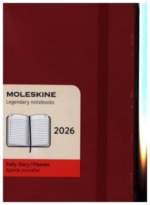 Moleskine 12 Monate Tageskalender 2026, Pocket/A6, 1 Tag = 1 Seite, Fester Einband, Scharlachrot
