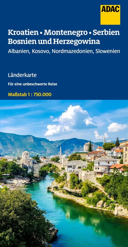 ADAC Länderkarte Kroatien, Montenegro, Serbien, Bosnien und Herzegowina 1:750.000 main product photo