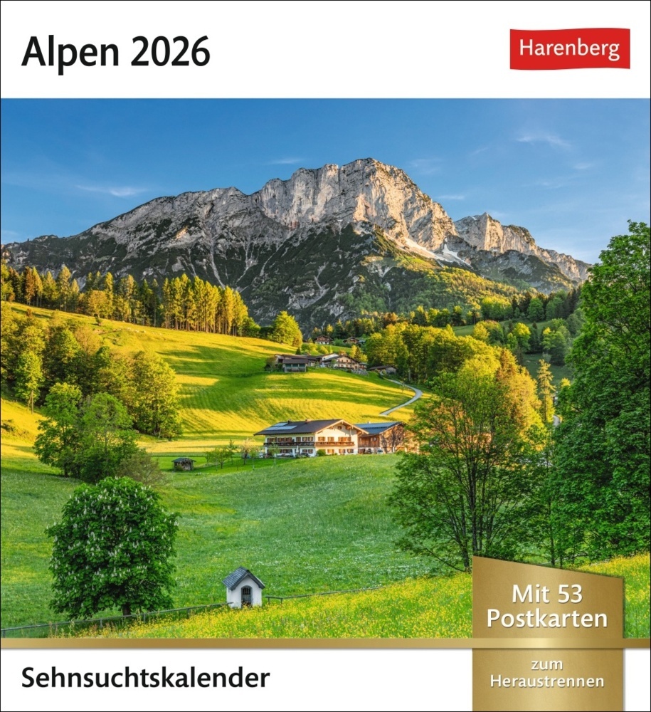 Alpen Sehnsuchtskalender 2026 - Wochenkalender mit 53 Postkarten main product photo