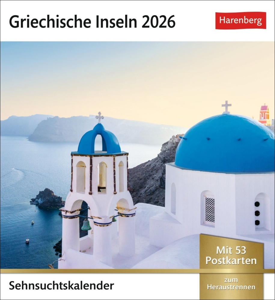 Griechische Inseln Sehnsuchtskalender 2026 - Wochenkalender mit 53 Postkarten main product photo