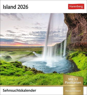 Island Sehnsuchtskalender 2026 - Wochenkalender mit 53 Postkarten