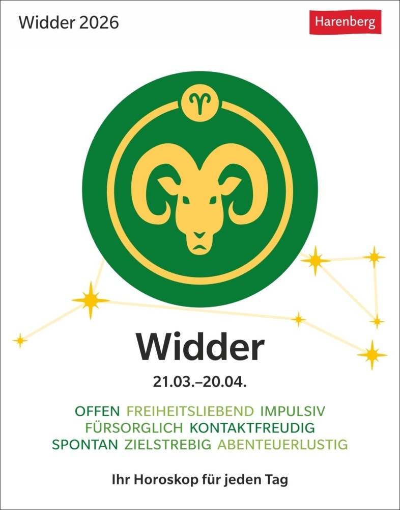 Widder Sternzeichenkalender 2026 - Tagesabreißkalender - Ihr Horoskop für jeden Tag main product photo