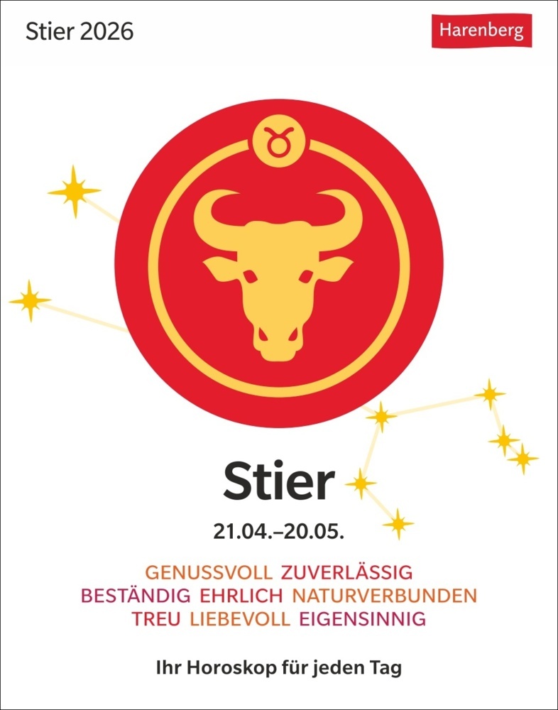 Stier Sternzeichenkalender 2026 - Tagesabreißkalender - Ihr Horoskop für jeden Tag main product photo