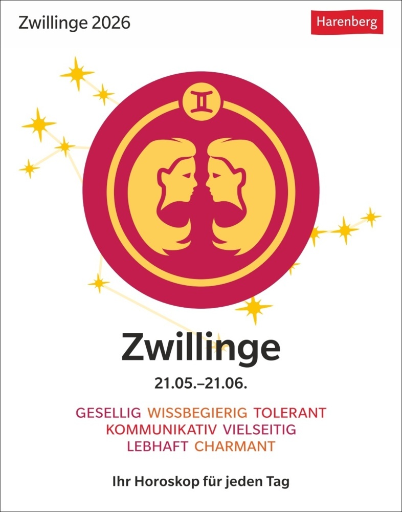 Zwillinge Sternzeichenkalender 2026 - Tagesabreißkalender - Ihr Horoskop für jeden Tag main product photo