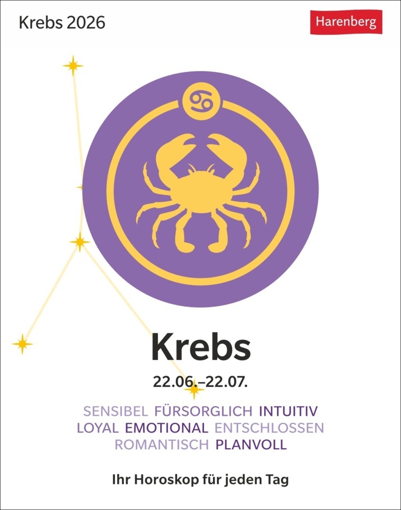 Krebs Sternzeichenkalender 2026 - Tagesabreißkalender - Ihr Horoskop für jeden Tag main product photo