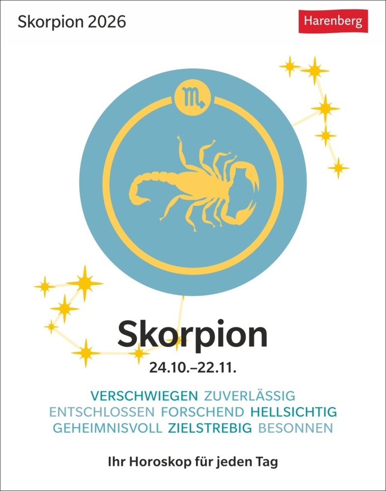 Skorpion Sternzeichenkalender 2026 - Tagesabreißkalender - Ihr Horoskop für jeden Tag main product photo