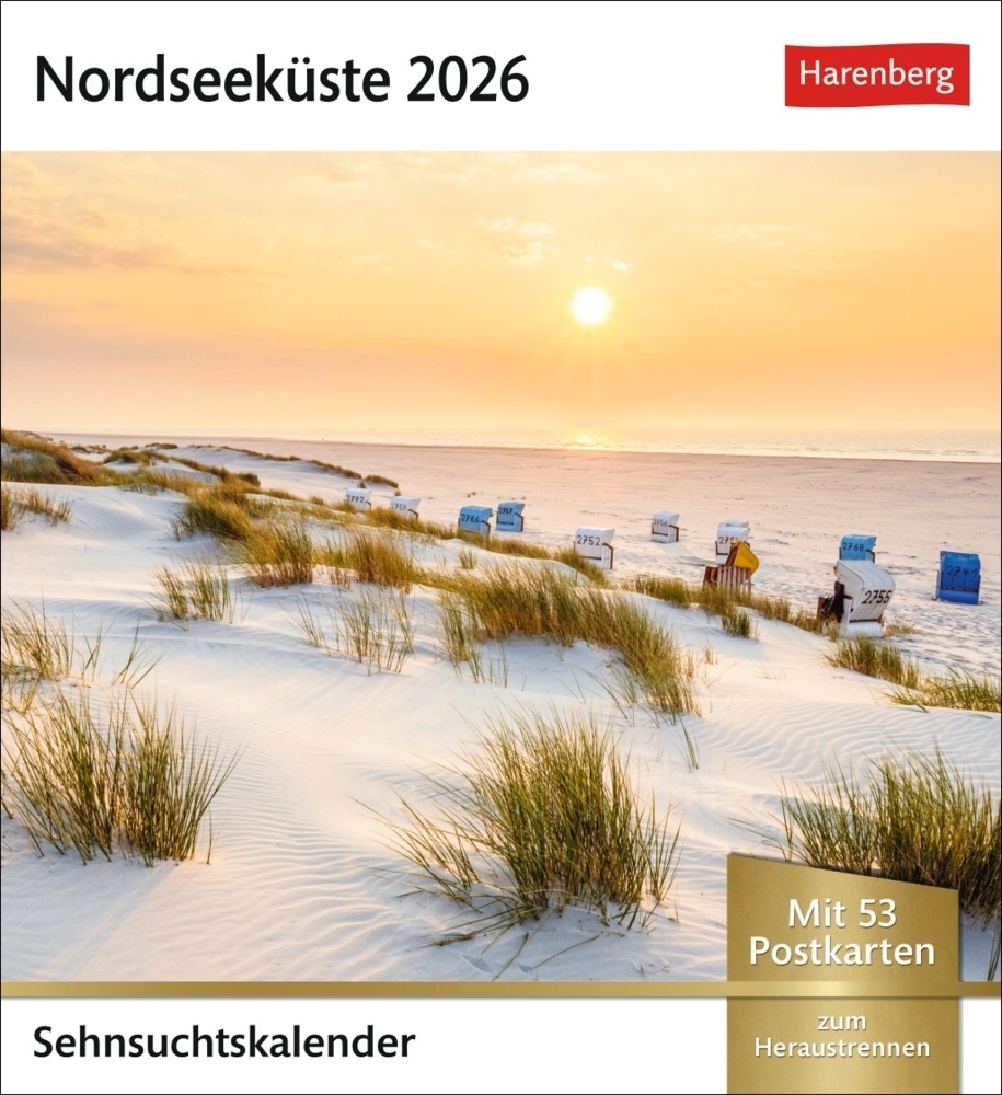 Nordseeküste Sehnsuchtskalender 2026 - Wochenkalender mit 53 Postkarten main product photo