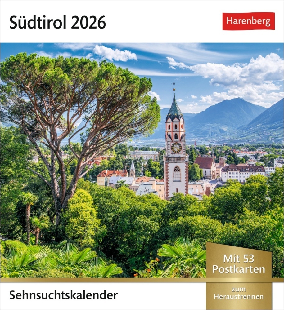 Südtirol Sehnsuchtskalender 2026 - Wochenkalender mit 53 Postkarten main product photo