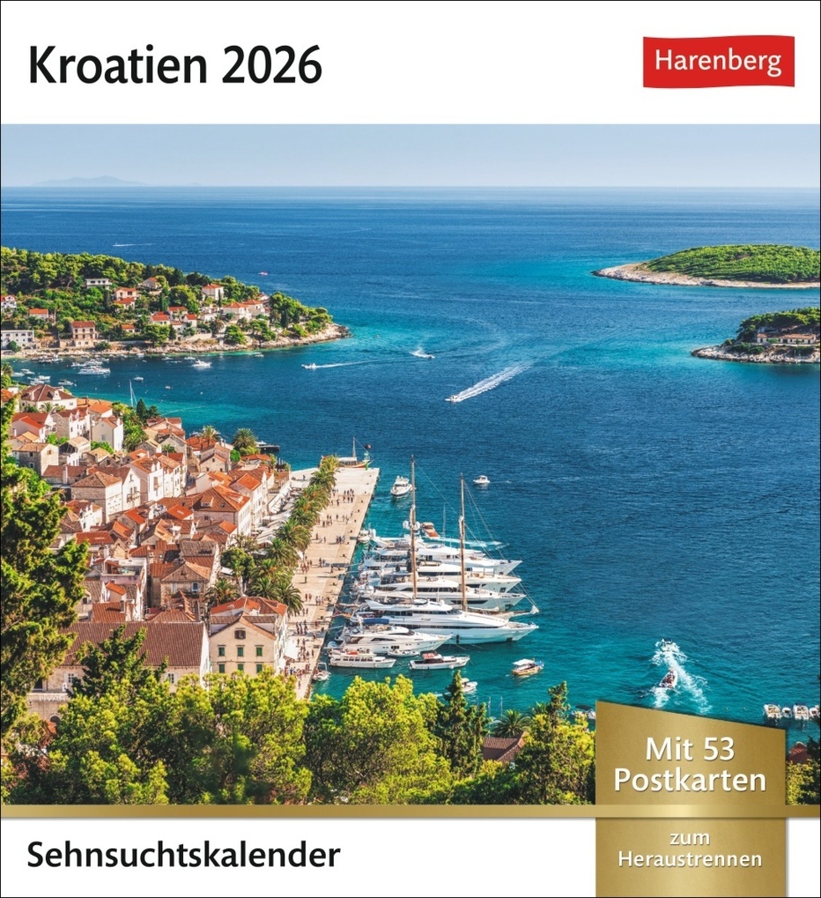 Kroatien Sehnsuchtskalender 2026 - Wochenkalender mit 53 Postkarten main product photo
