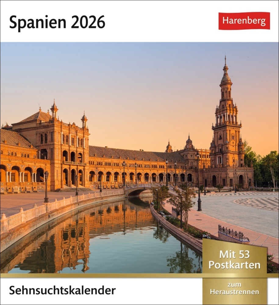 Spanien Sehnsuchtskalender 2026 - Wochenkalender mit 53 Postkarten main product photo