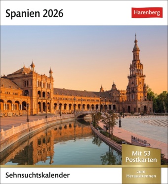 Spanien Sehnsuchtskalender 2026 - Wochenkalender mit 53 Postkarten