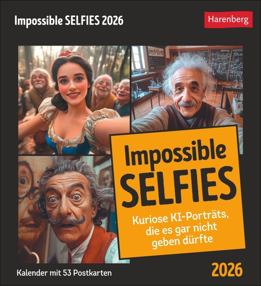 Impossible Selfies Postkartenkalender 2026 - Kuriose KI-Porträts, die es gar nicht geben dürfte main product photo