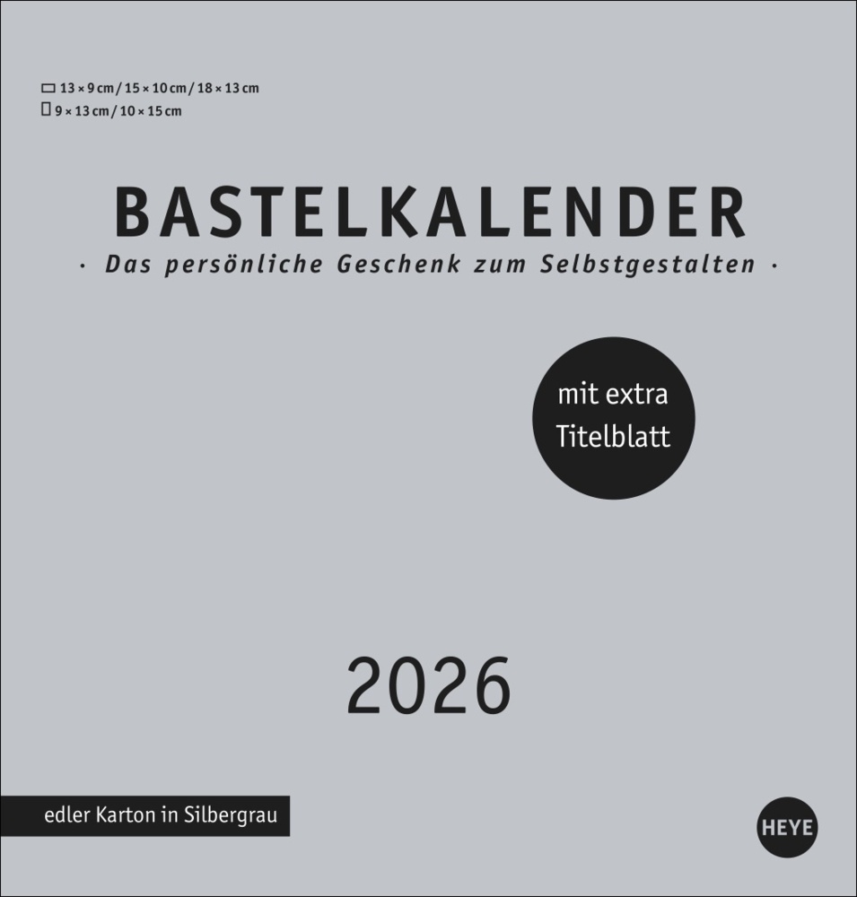 Premium-Bastelkalender silbergrau mittel 2026 main product photo
