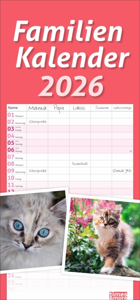 times&more Katzen Familienplaner 2026 main product photo