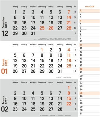 times&more 3-Monatsplaner, orange 2026