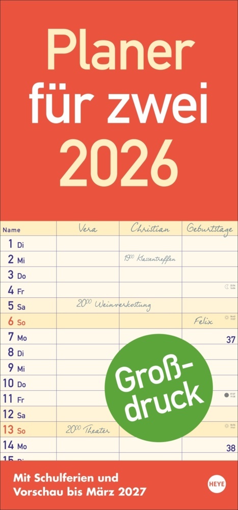 Großdruck Planer für zwei 2026 main product photo