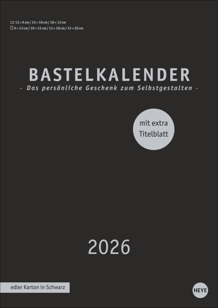 Premium-Bastelkalender schwarz A4 2026 main product photo