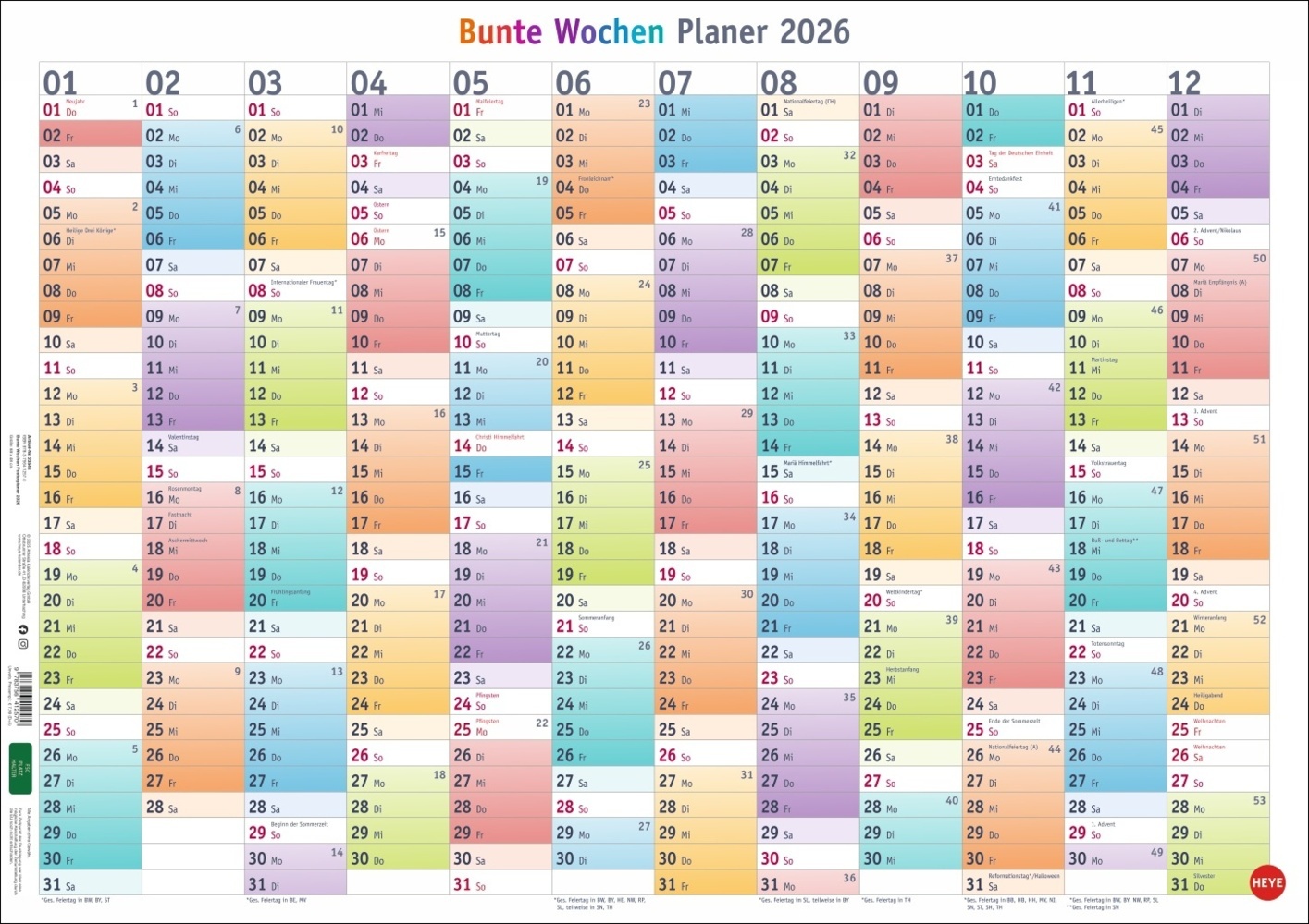 Bunte Wochen Posterplaner 2026 main product photo