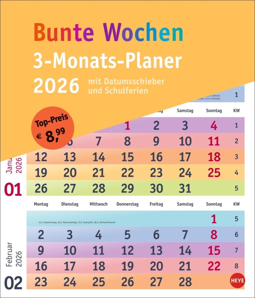 Bunte Wochen 3-Monatsplaner 2026 main product photo