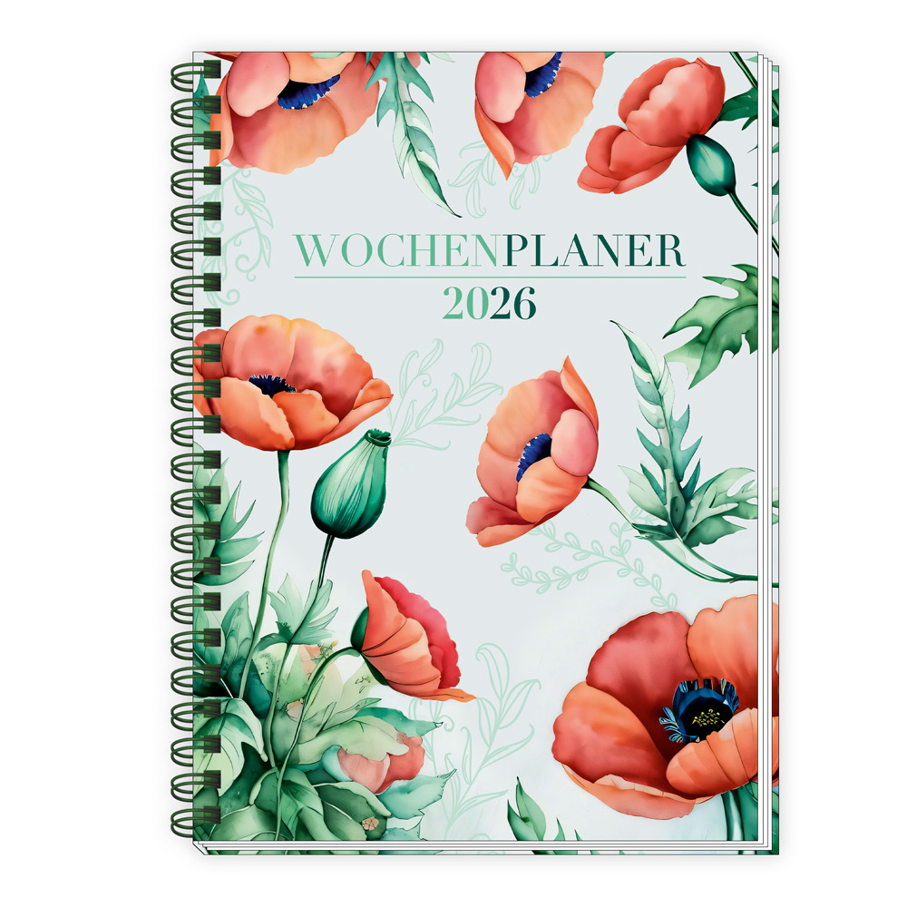 Trötsch Wochenplaner A5 mit Wire-O Blumen 2026 main product photo