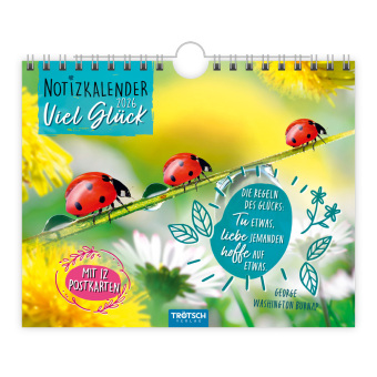 Trötsch Notizkalender Querformat Notizkalender Viel Glück 2026 mit 12 Postkarten