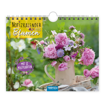 Trötsch Notizkalender Querformat Notizkalender Blumen 2026 mit 12 Postkarten