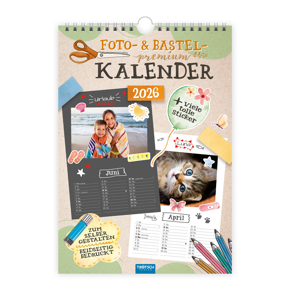 Trötsch Foto- und Bastelkalender Premium A4 2026 mit vielen Stickern main product photo