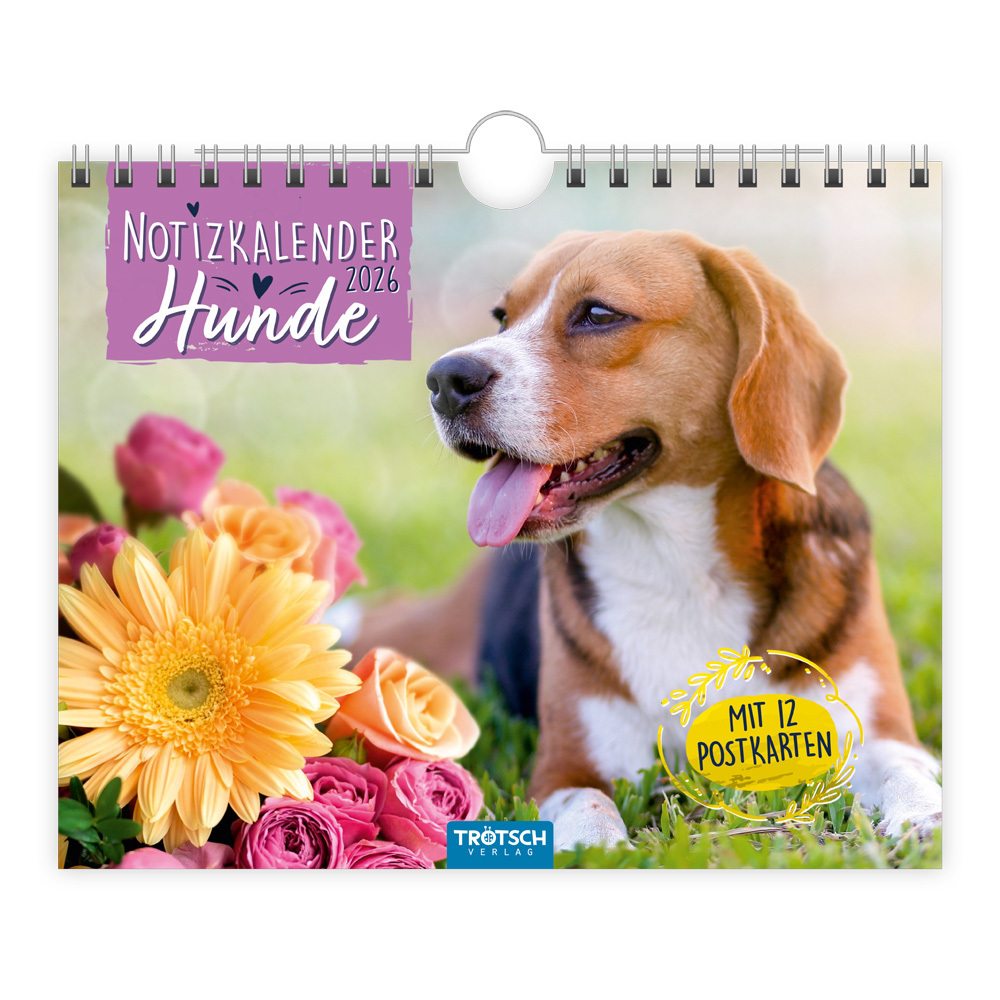Trötsch Notizkalender Querformat Notizkalender Hunde 2026 mit 12 Postkarten main product photo