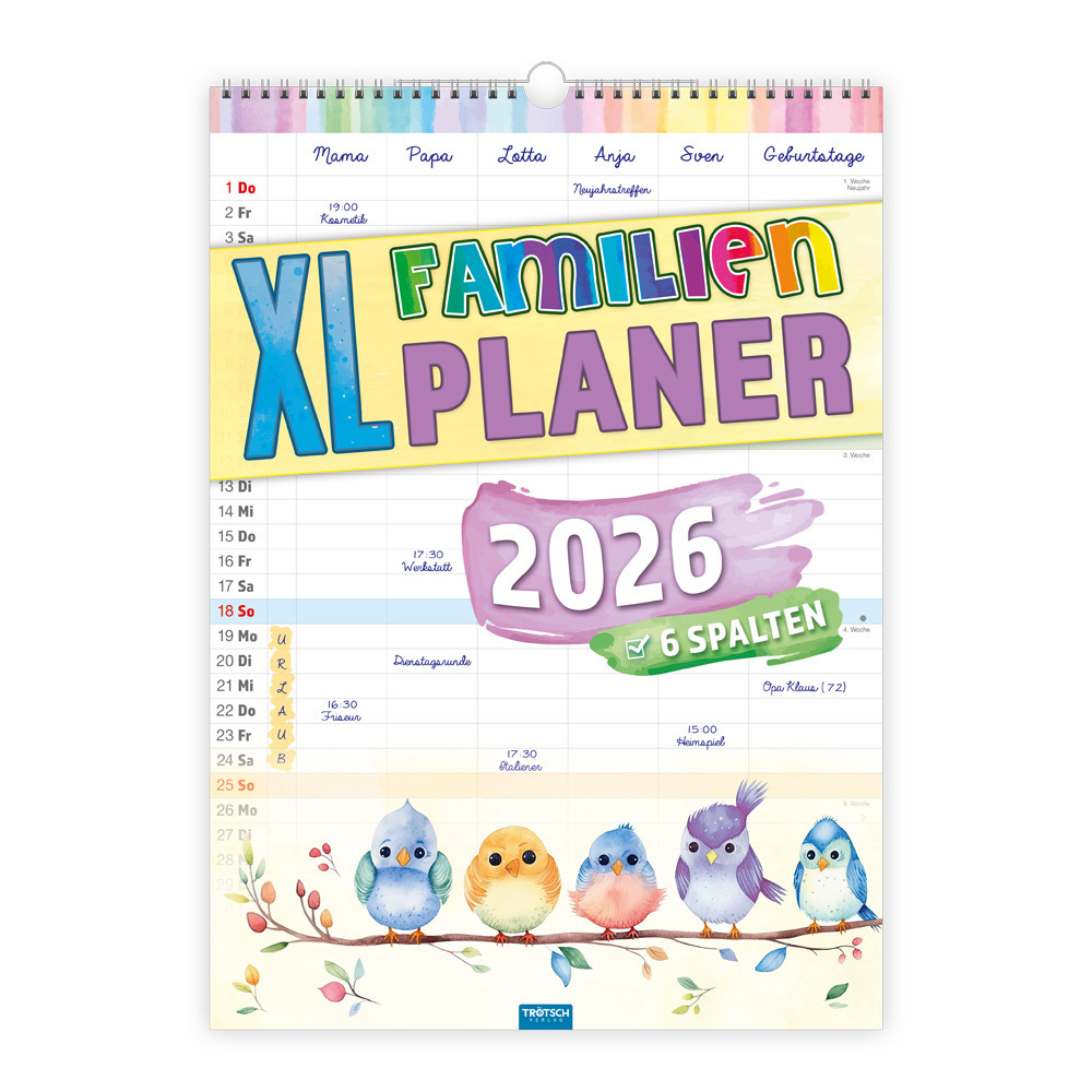 Trötsch Großbildkalender XL Familienplaner 2026 mit 6 Spalten main product photo