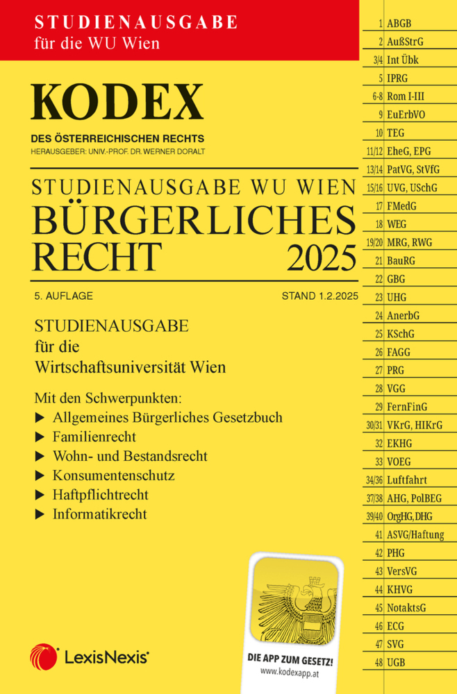 KODEX Bürgerliches Recht für die WU 2025 - inkl. App main product photo