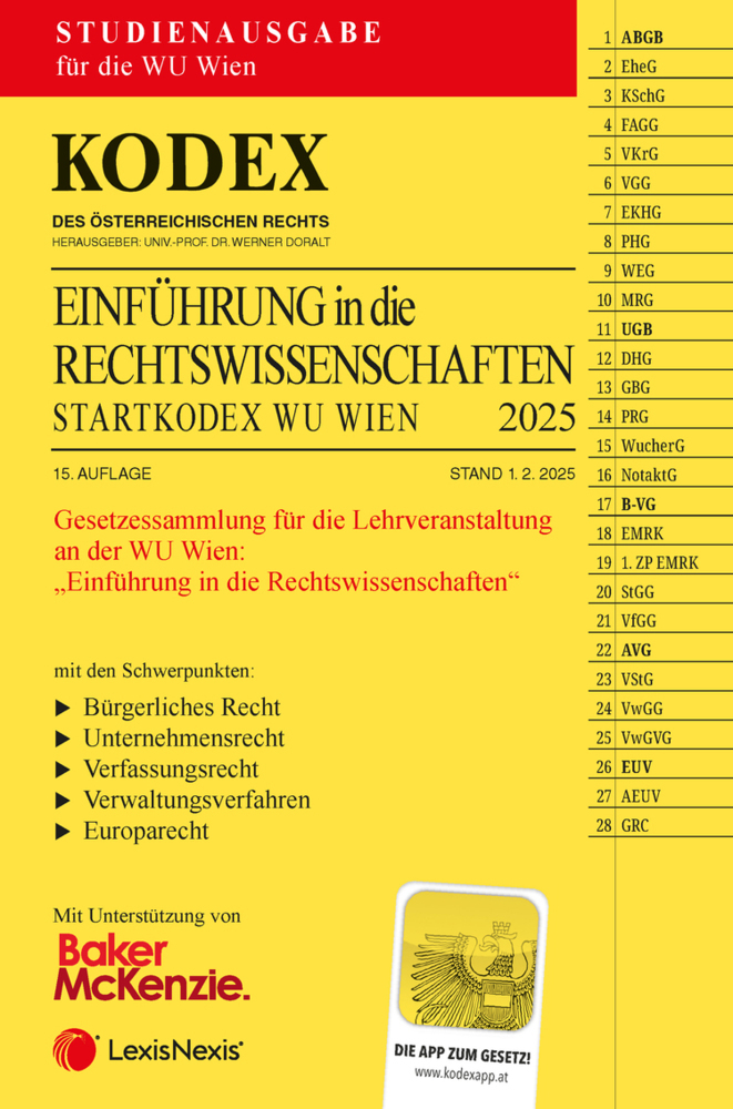 KODEX Einführung in die Rechtswissenschaften 2025 WU - inkl. App main product photo