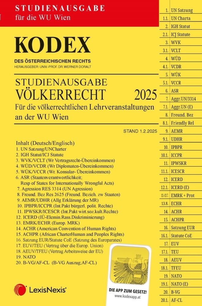 KODEX Völkerrecht Studienausgabe WU Wien main product photo