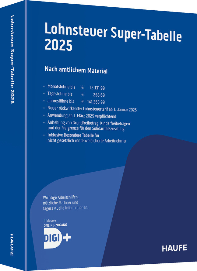 Lohnsteuer-Supertabelle 2025 inkl. Onlinezugang main product photo