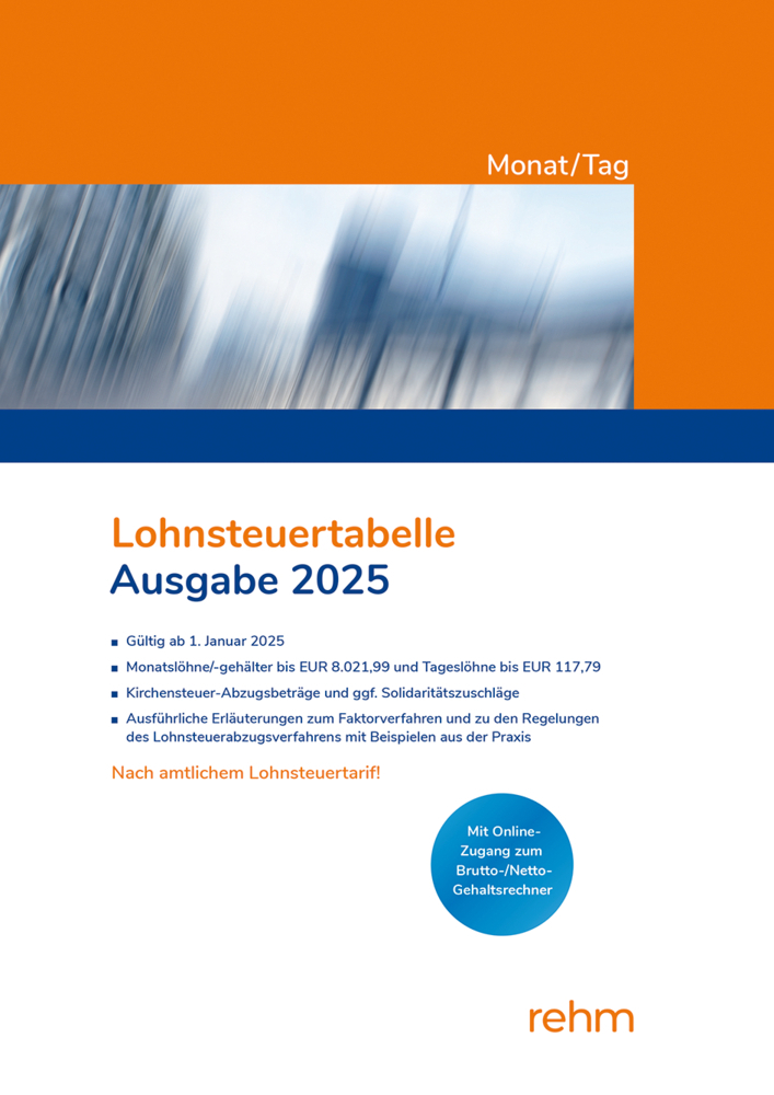 Lohnsteuertabelle Monat/Tag 2025 main product photo