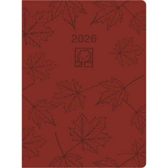 Taschenkalender rot 2026 - Bürokalender 10,2x14,2 - 1 Tag auf 1 Seite - robuster Kartoneinband - Stundeneinteilung 7-19 Uhr - Blauer Engel - 610-0711