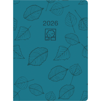 Taschenkalender türkis 2026 - Bürokalender 10,2x14,2 - 1 Tag auf 1 Seite - robuster Kartoneinband - Stundeneinteilung 7-19 Uhr - Blauer Engel - 610-0721