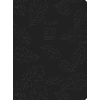 Taschenkalender anthrazit 2026 - Bürokalender 10,2x14,2 - 1 Tag auf 1 Seite - robuster Kartoneinband - Stundeneinteilung 7-19 Uhr - Blauer Engel - 610-0721