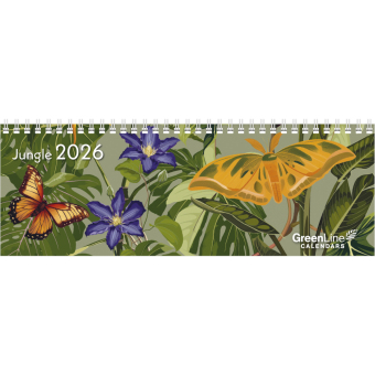 Tischquerkalender Jungle 2026 - hübsches Blumendesign  - 29,7 x 10,5 cm - Spiralbindung  - mit viel Platz für Einträge