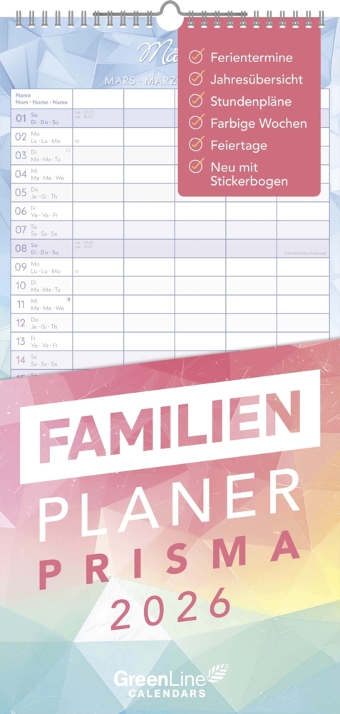 Familienplaner Prisma - mit 5 Spalten main product photo
