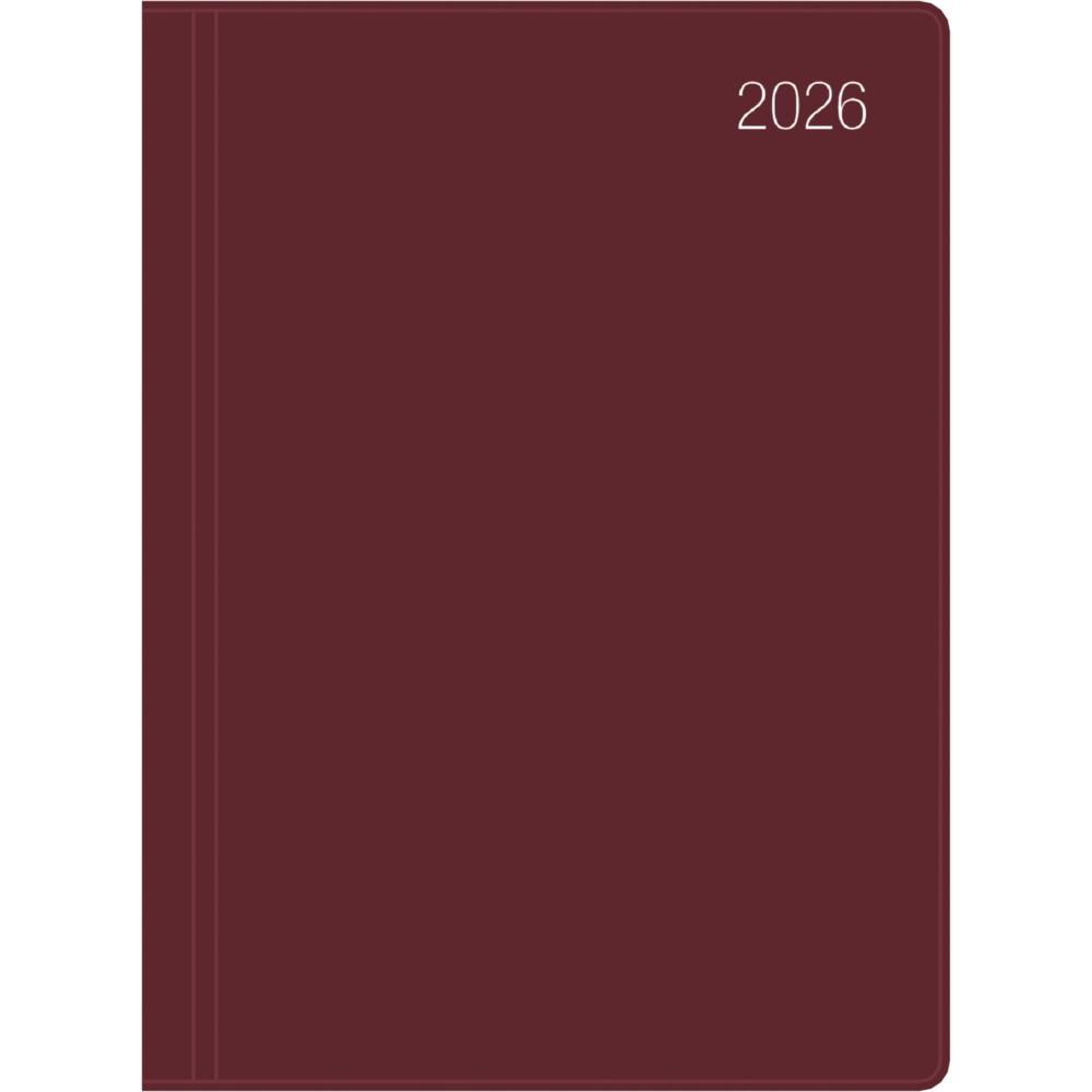 Taschenkalender bordeaux 2026 - Bürokalender 10,2x14,2 - 1 Woche auf 2 Seiten - flexibler Kunststoffeinband - Notizheft - Wochenkalender - 640-1011 main product photo