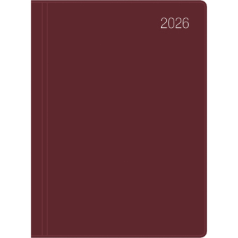 Taschenkalender bordeaux 2026 - Bürokalender 10,2x14,2 - 1 Woche auf 2 Seiten - flexibler Kunststoffeinband - Notizheft - Wochenkalender - 640-1011