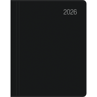 Taschenkalender schwarz 2026 - Büro-Kalender 8,3x10,7- 1W/2S - flexibler Kunststoffeinband - 660-1020