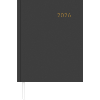 Wochenbuch anthrazit 2026 - Bürokalender 21x26,5 cm - 1 Woche auf 2 Seiten - mit Eckperforation und Fadensiegelung - Notizbuch - 728-0021