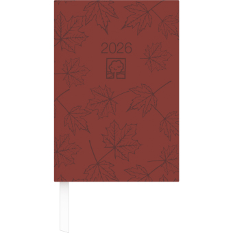 Wochenbuch rot 2026 - Bürokalender 14,6x21 cm - 1 Woche auf 2 Seiten - 128 Seiten - Notizbuch - Blauer Engel - 766-0711