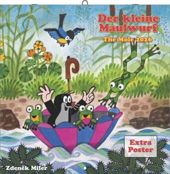 N NEUMANNVERLAGE - Der kleine Maulwurf 2026 Broschürenkalender, 30x30cm, Kinderkalender mit liebevoll gestalteten Illustrationen, extra Poster, internationalen Feiertagen und viel Platz für Notizen