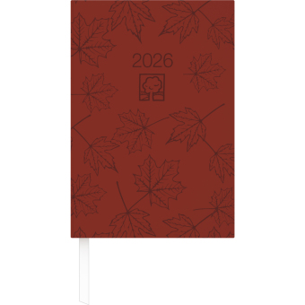 Buchkalender rot 2026 - Bürokalender 14,5x21 cm - 1 Tag auf 1 Seite - Kartoneinband, Recyclingpapier - Stundeneinteilung 7 - 19 Uhr - 876-0711